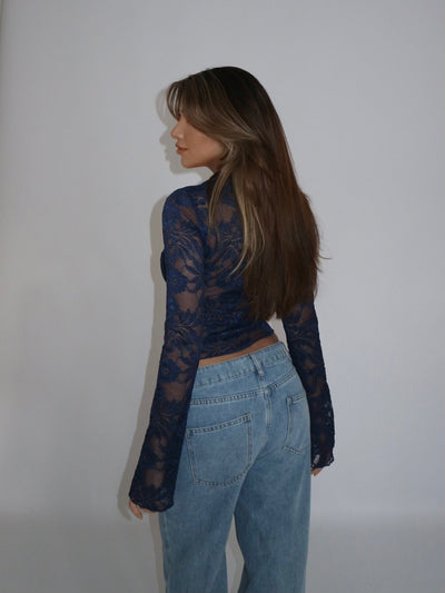 Elise Lace Button Top
