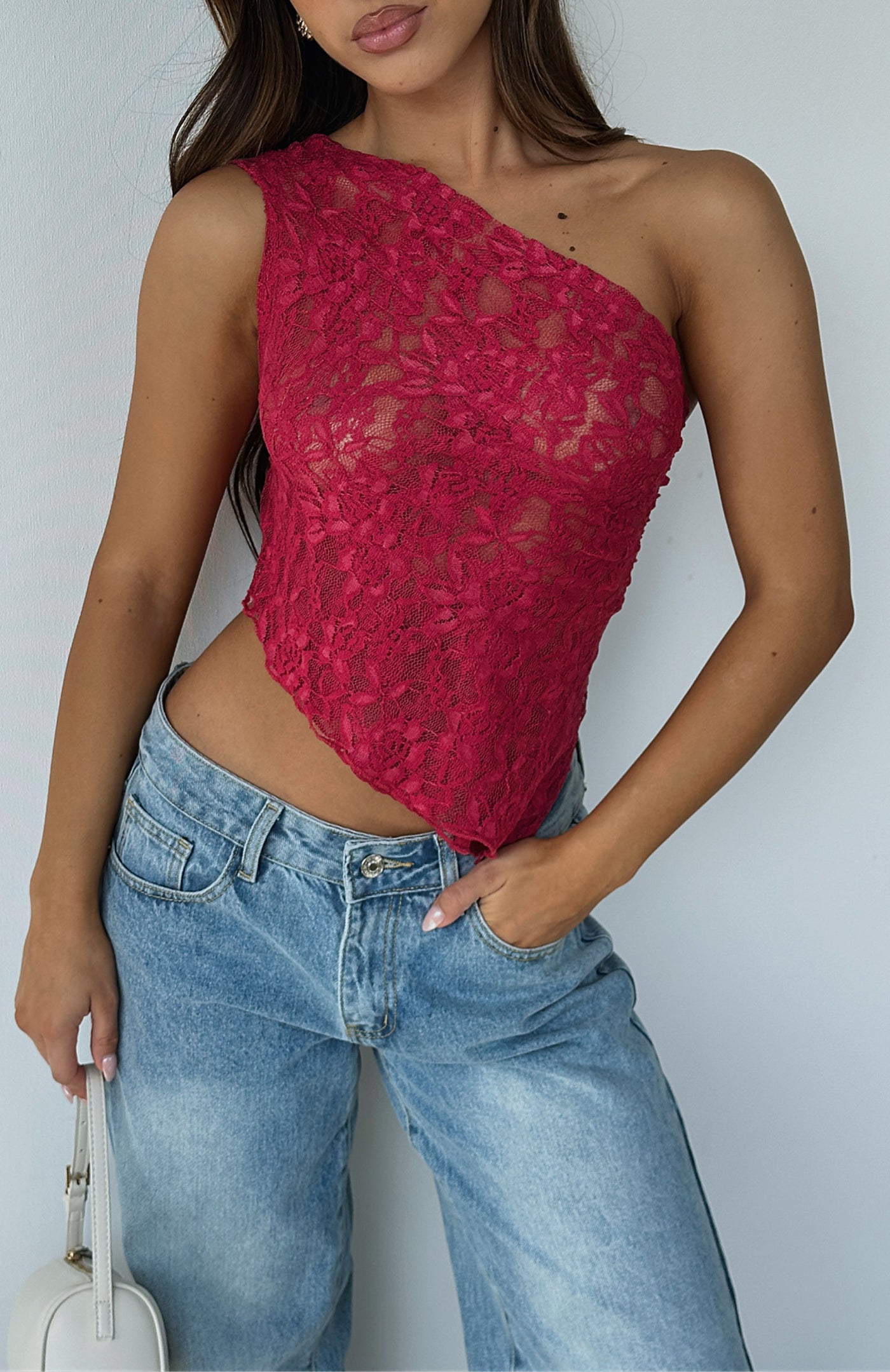 Rhea Asymmetrical Lace Top