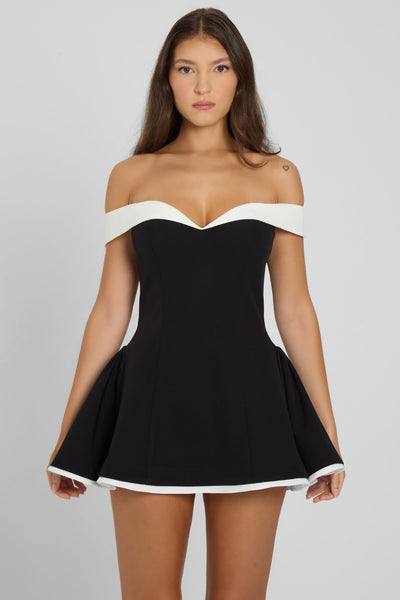 Contrast Corset Babydoll Mini Dress
