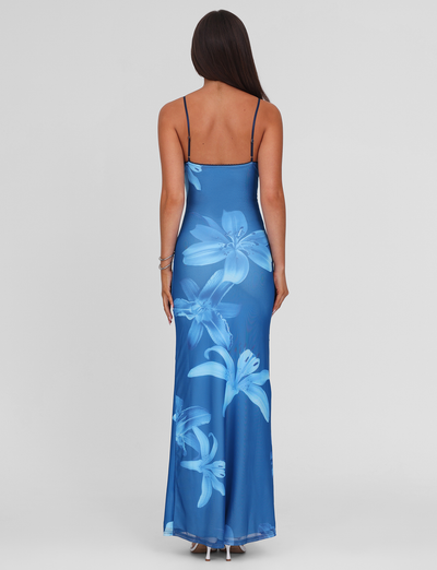 Alía Maxi Dress – Blue Orchid Floral